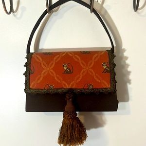 Moo Roo vintage Monkey handbag signed by Mary Norton 2004 red and brown